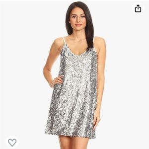 Anna-Kaci Sexy VNeck Sleeveless Sequin Glitter Bodycon Stretchy Mini Party Dress